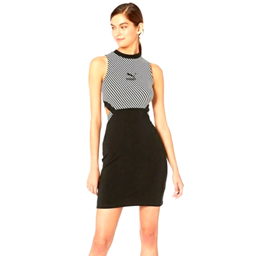 Nwt puma blk/wht stripe clash all over dress